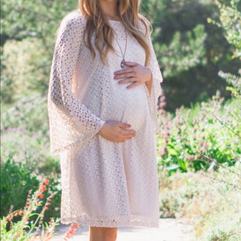 BNWT Beige Lace Bell Sleeve Maternity Dress